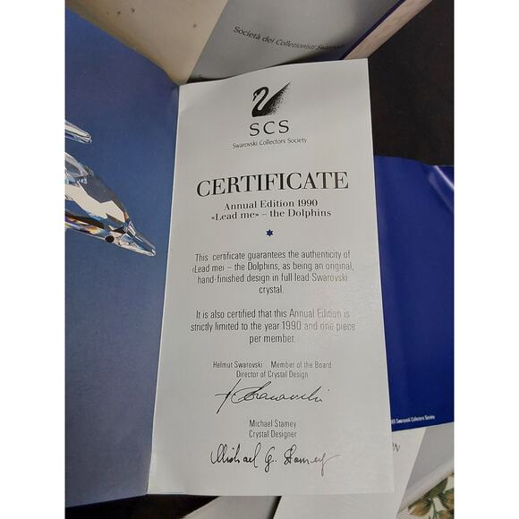 Swarovski Collectors Society Dolphins Lead me Mother & Baby from 1990 Mint - Picture 2 of 8